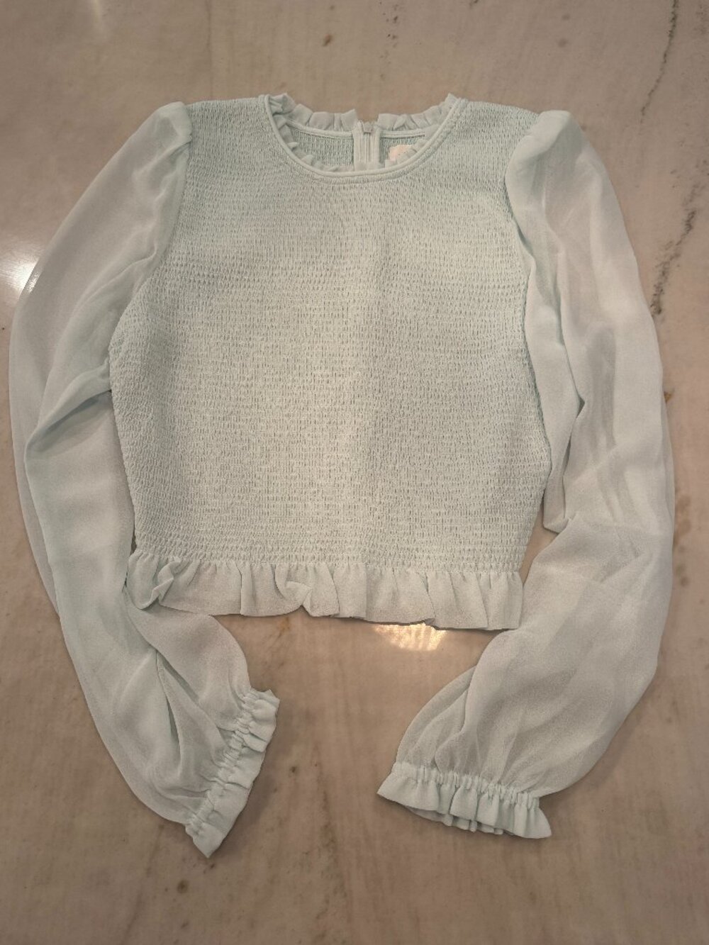 Aritzia Wilfred Long Sleeve Smocked Sheer Blouse Size M